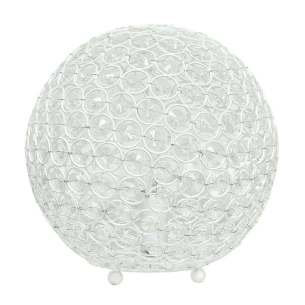 White Elegant Designs LT1067-WHT Elipse 10 Inch Crystal Ball Sequin Table Lamp